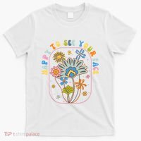 Happy To See Your Face Groovy Flowers Back To School Teacher T-Shirt thumb 0