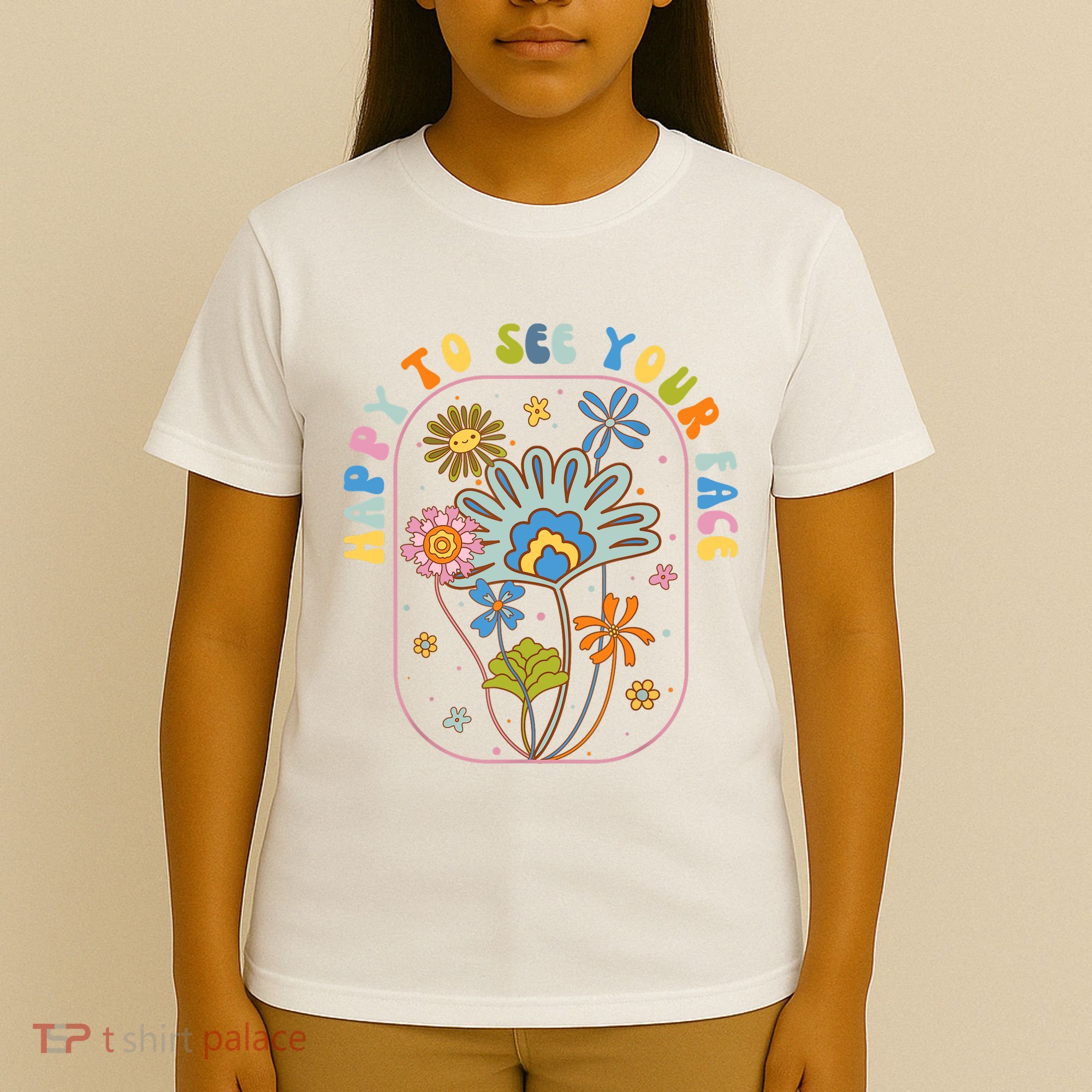 Happy To See Your Face Groovy Flowers Back To School Teacher T-Shirt