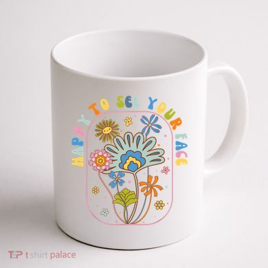 Happy To See Your Face Groovy Flowers Back To School Teacher Coffee Mug back