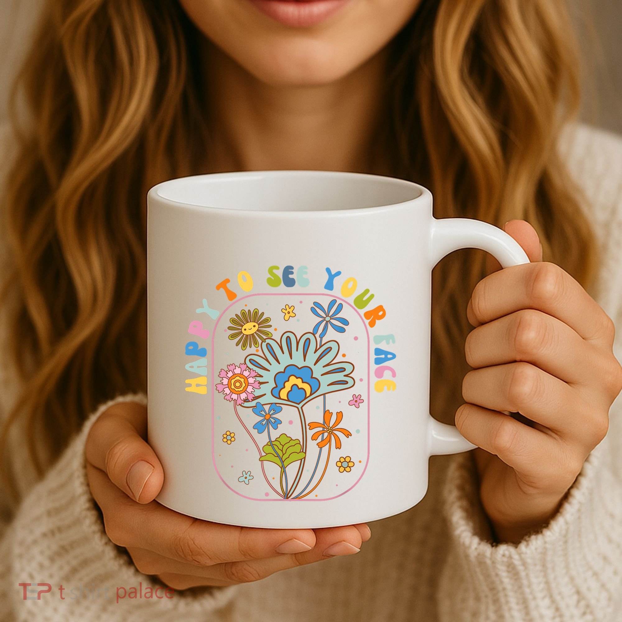Happy To See Your Face Groovy Flowers Back To School Teacher Coffee Mug