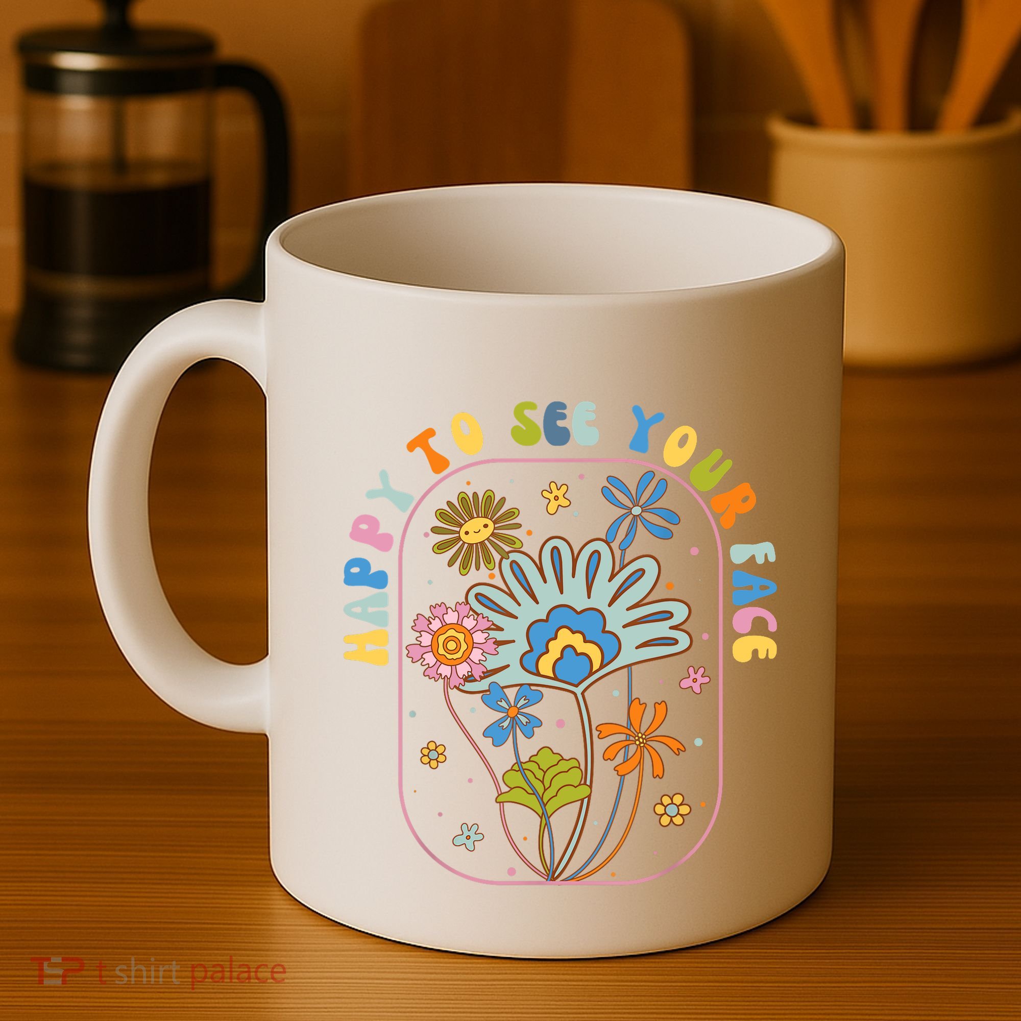 Happy To See Your Face Groovy Flowers Back To School Teacher Coffee Mug
