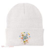 Happy To See Your Face Groovy Flowers Back To School Teacher Beanie thumb 0