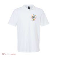 Happy To See Your Face Groovy Flowers Back To School Teacher Polo thumb 0
