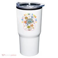 Happy To See Your Face Groovy Flowers Back To School Teacher Tumbler thumb 0