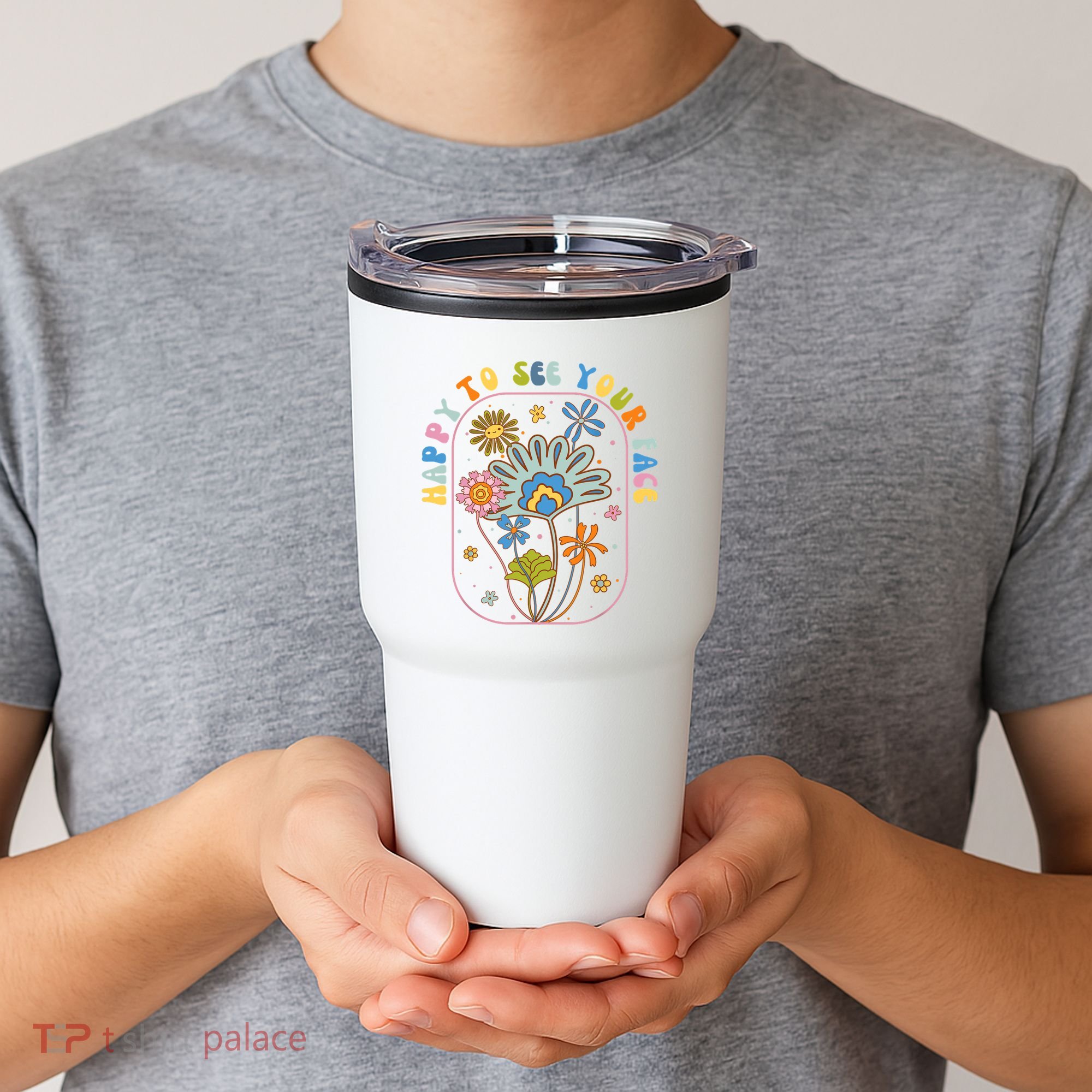 Happy To See Your Face Groovy Flowers Back To School Teacher Tumbler