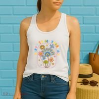 Happy To See Your Face Groovy Flowers Back To School Teacher Women's Tank Top thumb 2