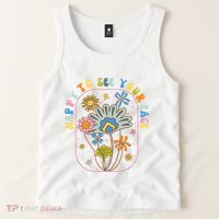 Happy To See Your Face Groovy Flowers Back To School Teacher Tank Top thumb 2