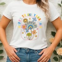 Happy To See Your Face Groovy Flowers Back To School Teacher Women's T-Shirt thumb 2