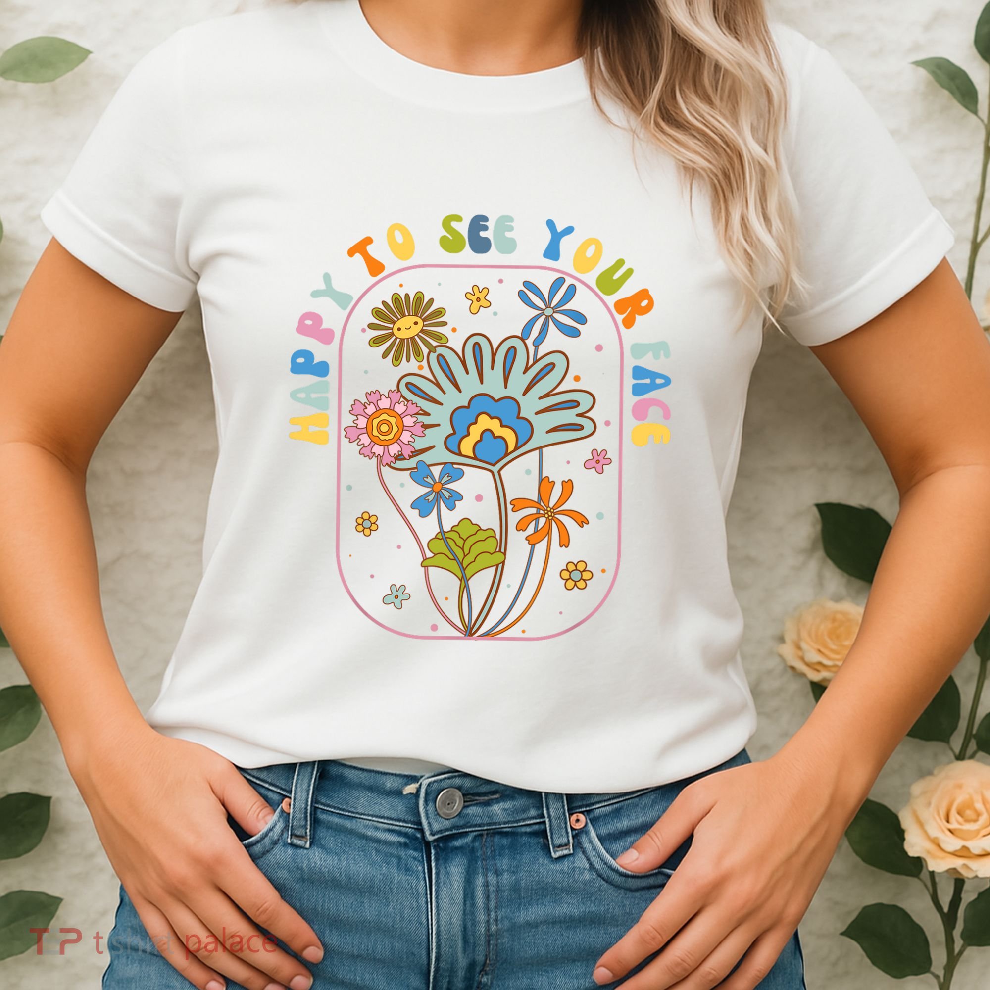 Happy To See Your Face Groovy Flowers Back To School Teacher Women's T-Shirt