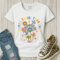 Happy To See Your Face Groovy Flowers Back To School Teacher Women's T-Shirt thumb 3