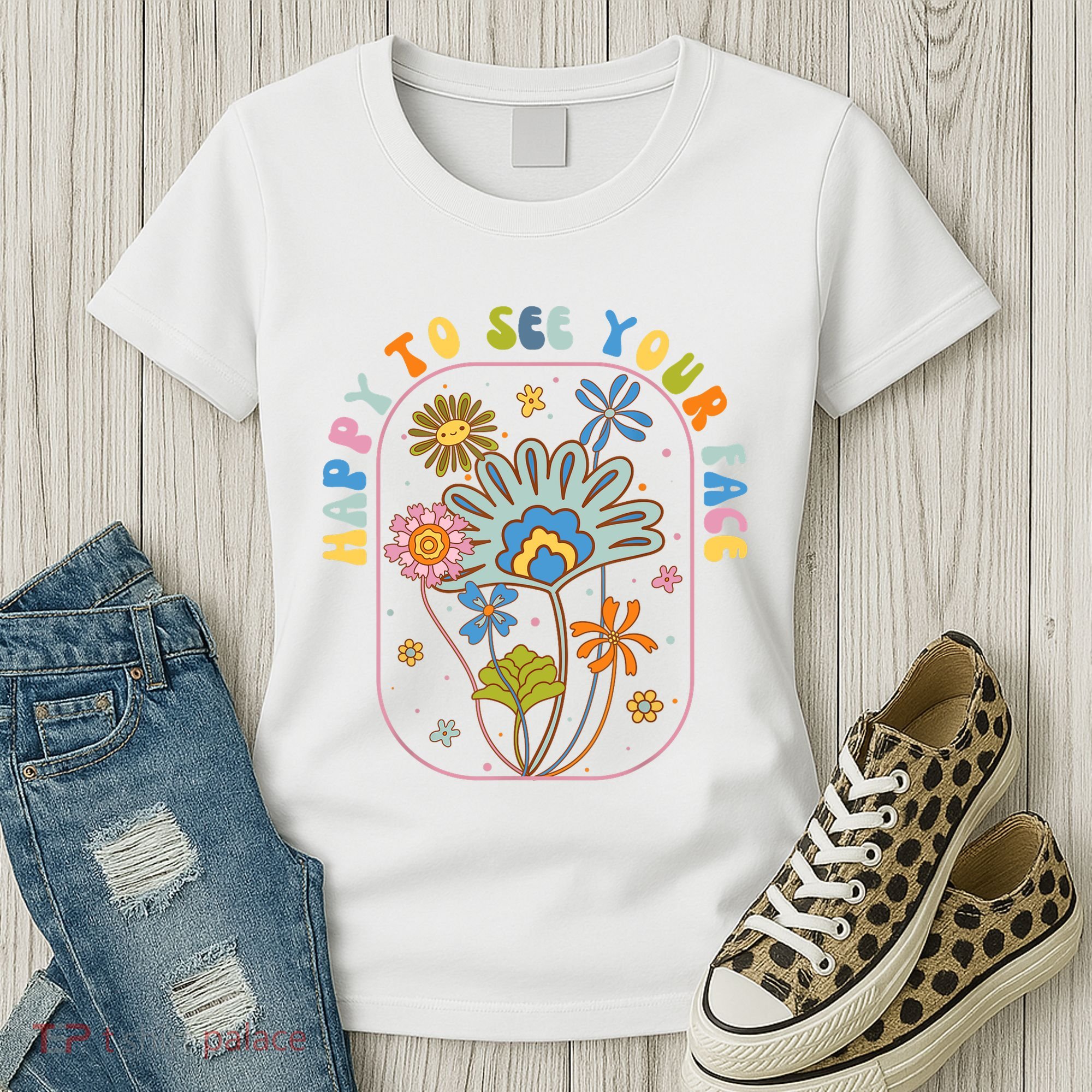 Happy To See Your Face Groovy Flowers Back To School Teacher Women's T-Shirt