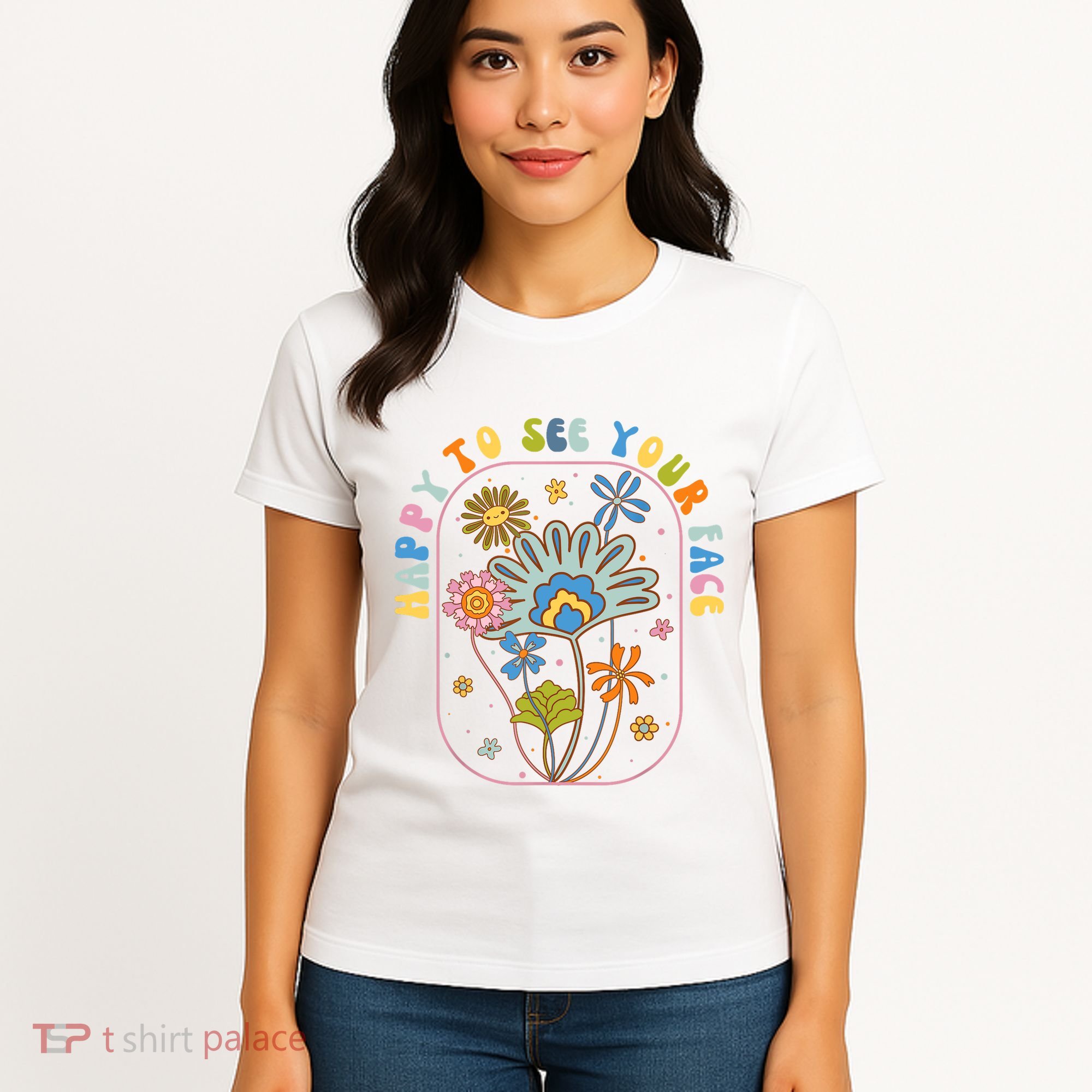 Happy To See Your Face Groovy Flowers Back To School Teacher Women's T-Shirt