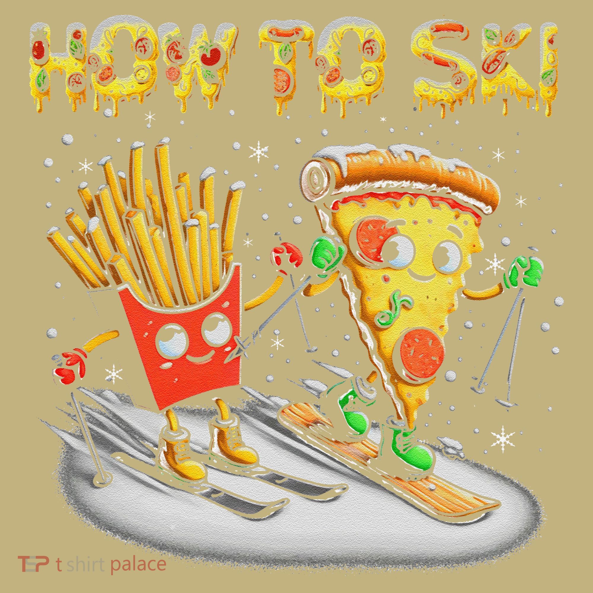 How To Ski Extreme Sport Pizza French Fries Skier Skiing Gift Mousepad