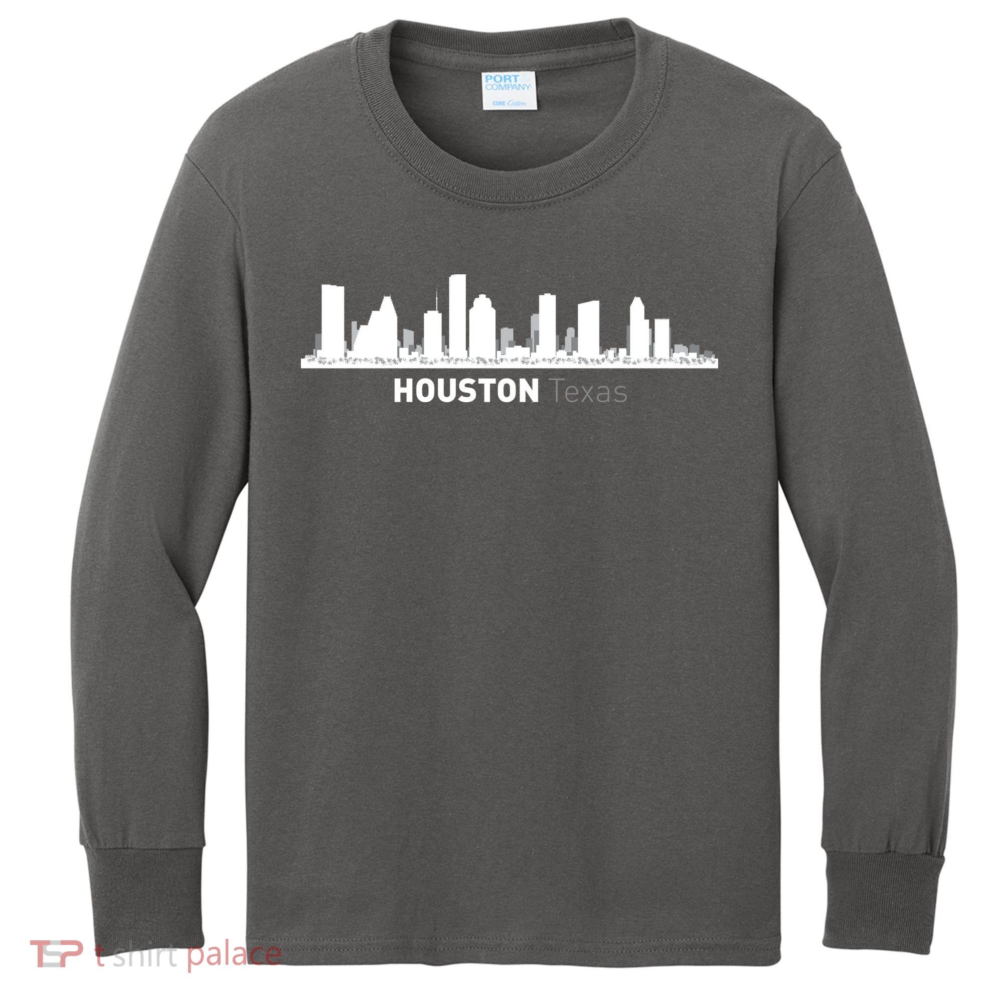 Houston Texas Skyline Kids Long Sleeve Shirt