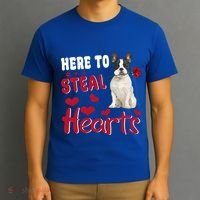 Here To Steal Hearts Funny French Bulldog Dog Valentines Day Funny Gift T-Shirt thumb 3