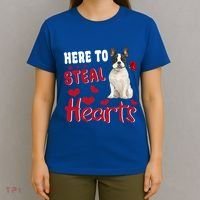 Here To Steal Hearts Funny French Bulldog Dog Valentines Day Funny Gift T-Shirt thumb 4