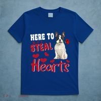 Here To Steal Hearts Funny French Bulldog Dog Valentines Day Funny Gift T-Shirt thumb 5