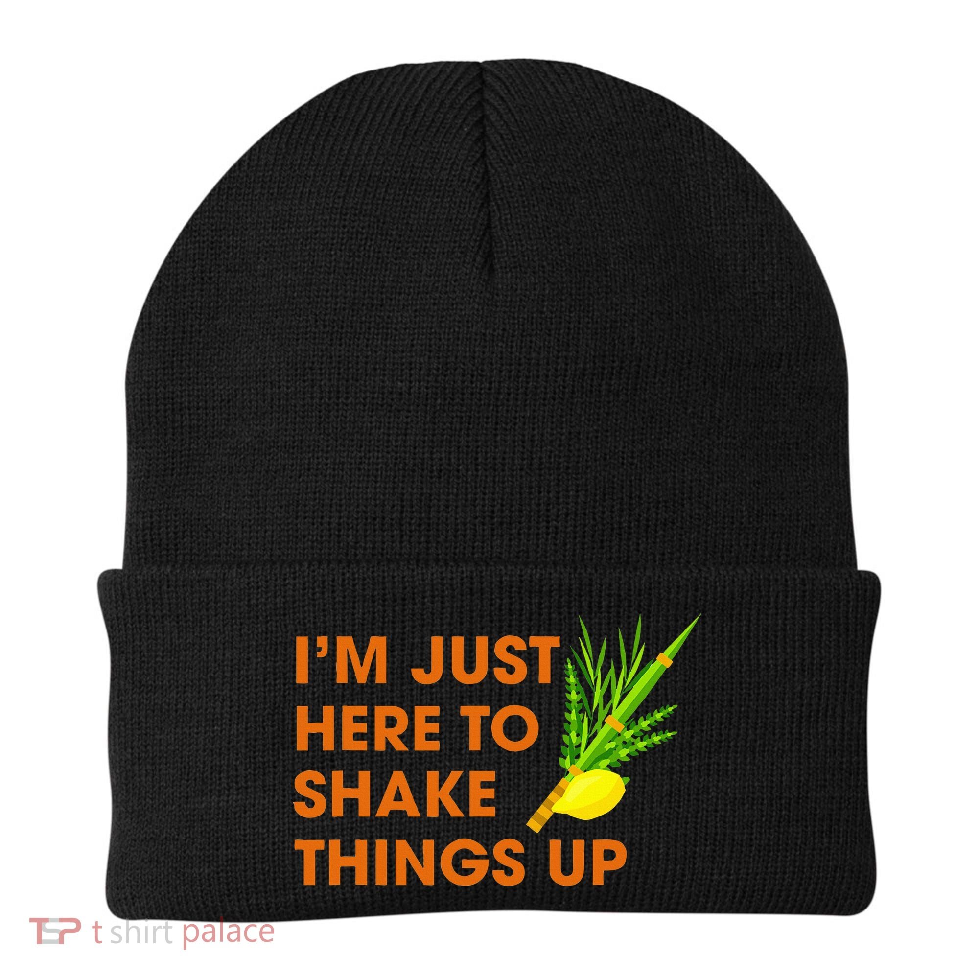 Here To Shake Things Up Lulav Etrog Sukkot Jewish Holiday Beanie