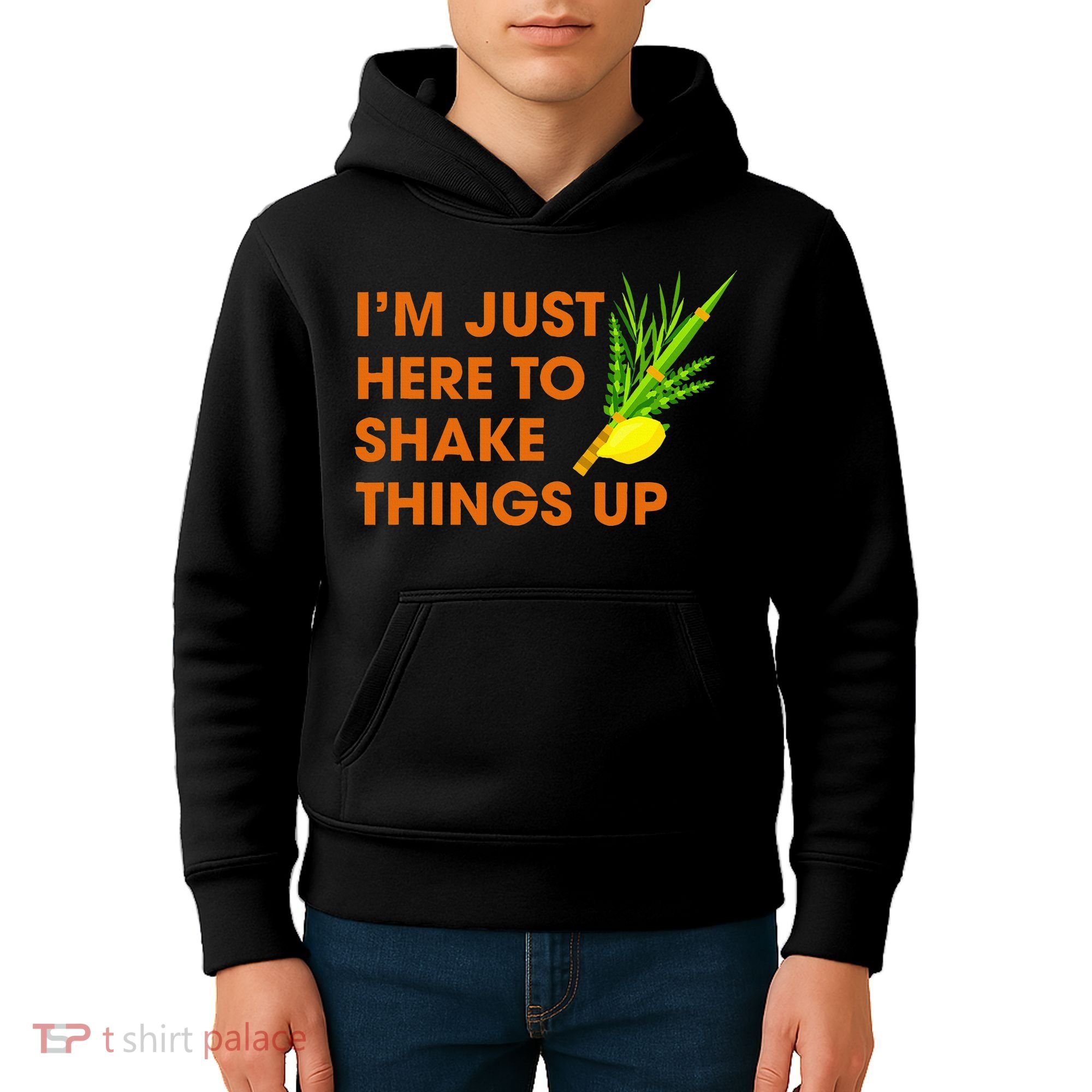 Here To Shake Things Up Lulav Etrog Sukkot Jewish Holiday Kids Hoodie