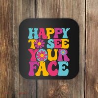 Happy To See Your Face Retro Groovy Back To School Teacher Coaster thumb 0