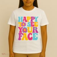 Happy To See Your Face Retro Groovy Back To School Teacher T-Shirt thumb 4