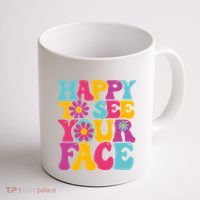 Happy To See Your Face Retro Groovy Back To School Teacher Coffee Mug thumb 1