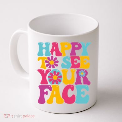 Happy To See Your Face Retro Groovy Back To School Teacher Coffee Mug