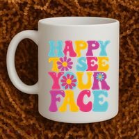 Happy To See Your Face Retro Groovy Back To School Teacher Coffee Mug thumb 2