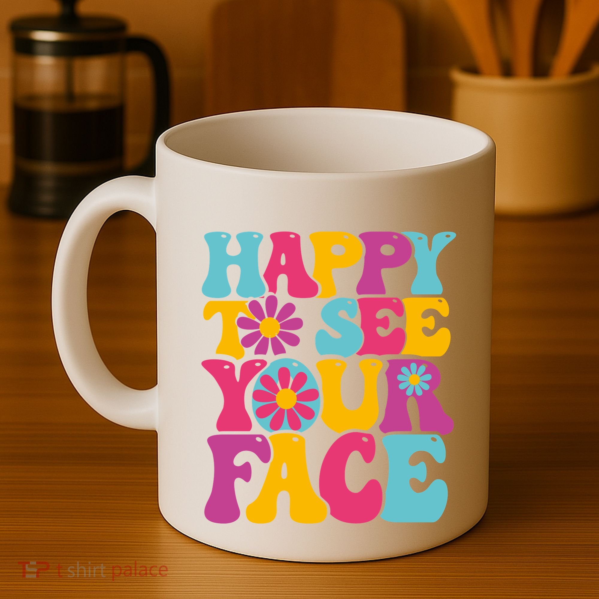 Happy To See Your Face Retro Groovy Back To School Teacher Coffee Mug