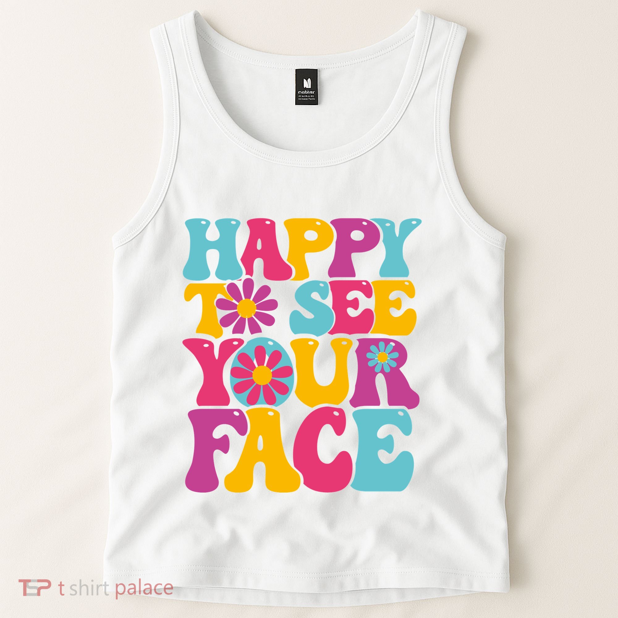 Happy To See Your Face Retro Groovy Back To School Teacher Tank Top