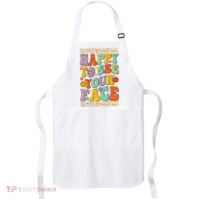 Happy To See Your Face Retro Groovy Back To School Teacher Apron