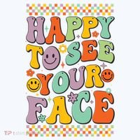 Happy To See Your Face Retro Groovy Back To School Teacher Apron thumb 3