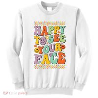 Happy To See Your Face Retro Groovy Back To School Teacher Sweatshirt thumb 0