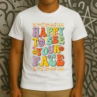 Happy To See Your Face Retro Groovy Back To School Teacher T-Shirt thumb 3