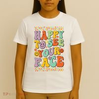 Happy To See Your Face Retro Groovy Back To School Teacher T-Shirt thumb 4