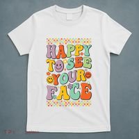 Happy To See Your Face Retro Groovy Back To School Teacher T-Shirt thumb 5