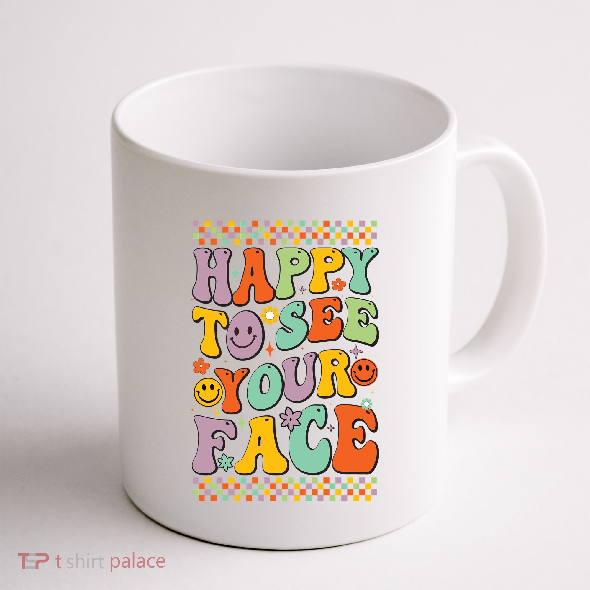 Happy To See Your Face Retro Groovy Back To School Teacher Coffee Mug