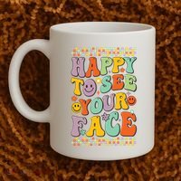 Happy To See Your Face Retro Groovy Back To School Teacher Coffee Mug thumb 2