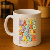 Happy To See Your Face Retro Groovy Back To School Teacher Coffee Mug thumb 4
