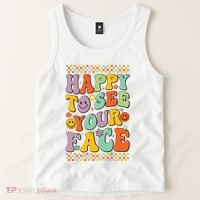 Happy To See Your Face Retro Groovy Back To School Teacher Tank Top thumb 2