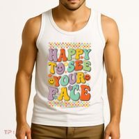 Happy To See Your Face Retro Groovy Back To School Teacher Tank Top thumb 3