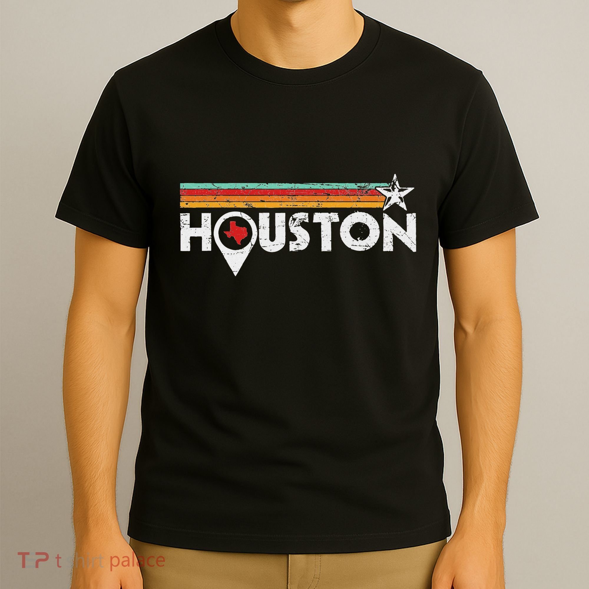 Houston Texas Strong Vintage Stripes Cool Gift T-Shirt