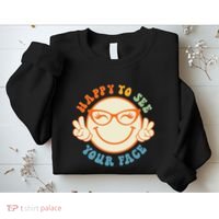 Happy To See Your Face Retro Groovy Back To School Teacher. Sweatshirt thumb 2