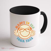 Happy To See Your Face Retro Groovy Back To School Teacher. Coffee Mug thumb 1