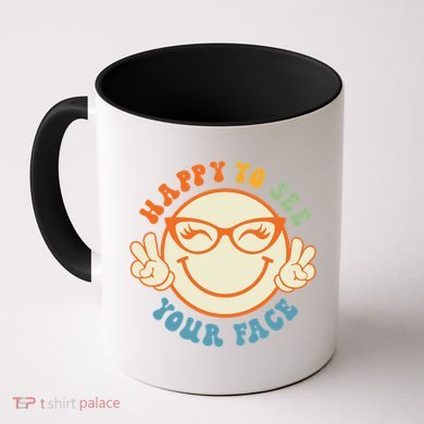Happy To See Your Face Retro Groovy Back To School Teacher. Coffee Mug