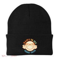 Happy To See Your Face Retro Groovy Back To School Teacher. Beanie thumb 0