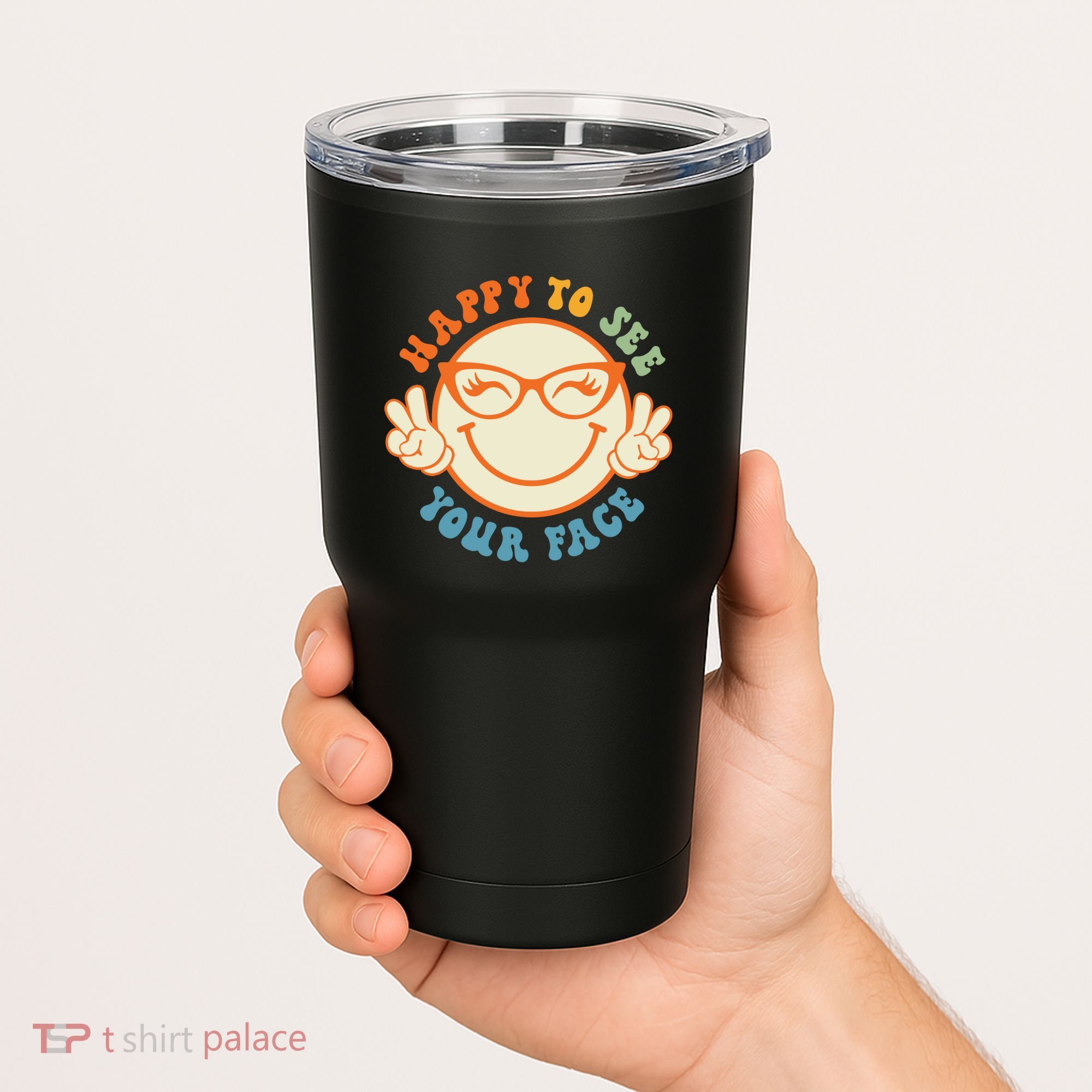 Happy To See Your Face Retro Groovy Back To School Teacher. Tumbler