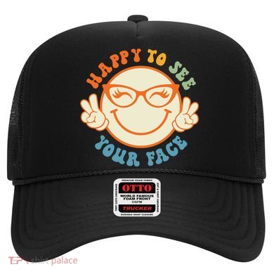 Happy To See Your Face Retro Groovy Back To School Teacher. Hat