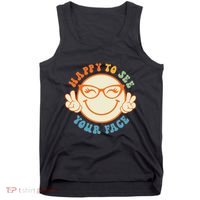 Happy To See Your Face Retro Groovy Back To School Teacher. Tank Top thumb 0