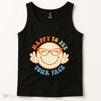 Happy To See Your Face Retro Groovy Back To School Teacher. Tank Top thumb 2